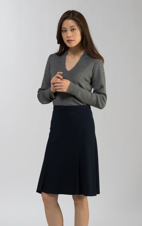 ネイビー リブニット編みスカート