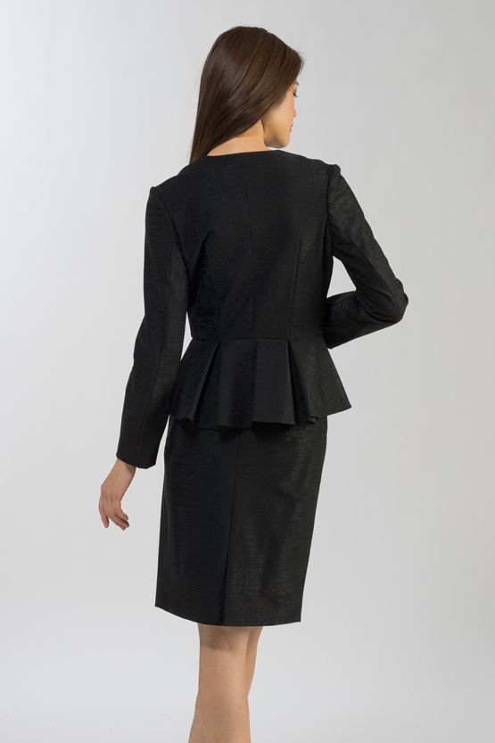 Emboss Black Peplum Jacket