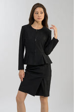 Emboss Black Peplum Jacket