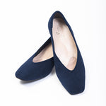 Navy Vegan Suede Fluffy Flats