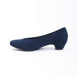 Navy Vegan Suede Fluffy Flats