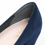 Navy Vegan Suede Fluffy Flats
