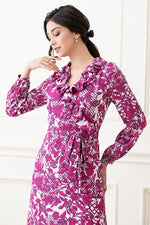 Pink Flower Chiffon Frill Long Dress
