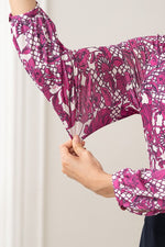 Pink Flower x Navy Décolleté Tuck Dress
