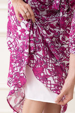 Pink Flower Chiffon Frill Long Dress