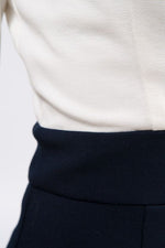 White and Navy Knit Switching Dress