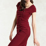 Square Neck Side Gather Dress