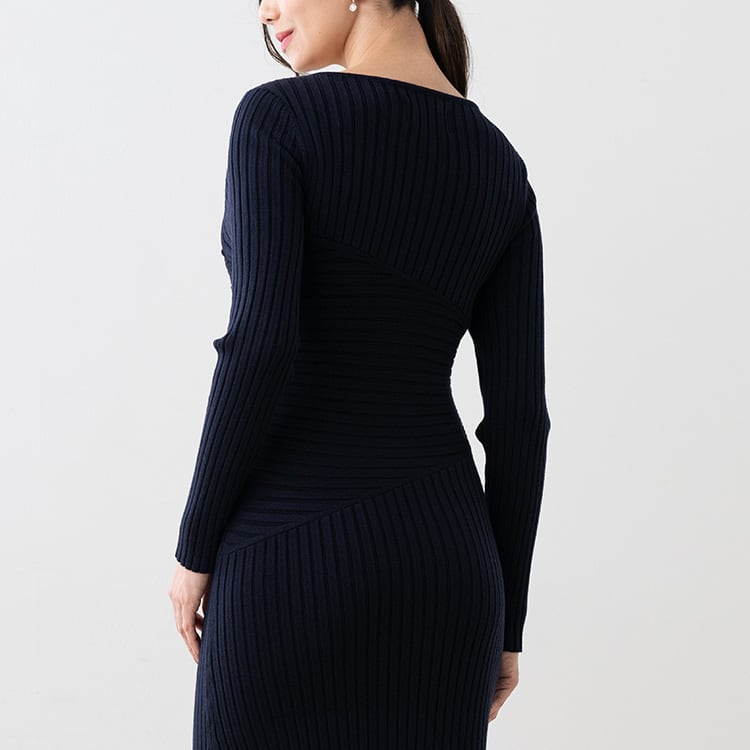 【ロング丈】ロングクロスニットワンピース