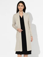 Greige Kanazawa Side-slit Cardigan