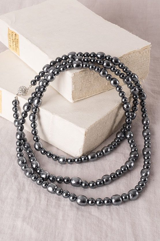 エレガンスグレー 軽量バルサパールロングネックレス(61g)