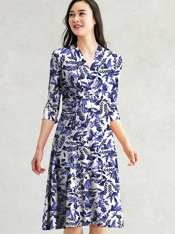 Blue Goldfish Midi Cache-coeur Dress