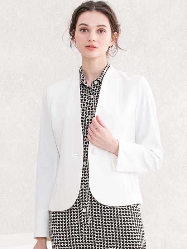 White Collarless Jacket