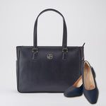 Navy Vegan Leather Airy Tote