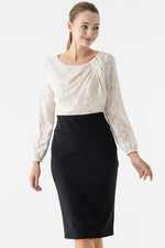 White x Black Décolleté Tuck Dress