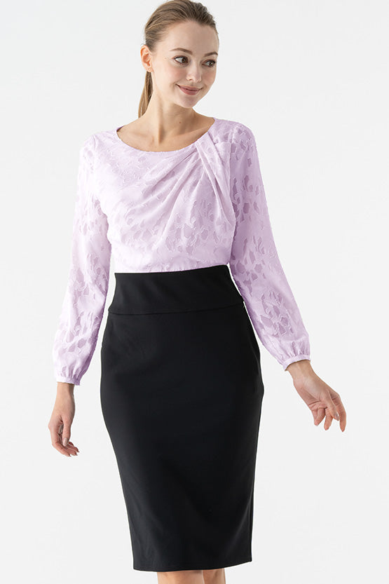 Pink x Black Décolleté Tuck Dress