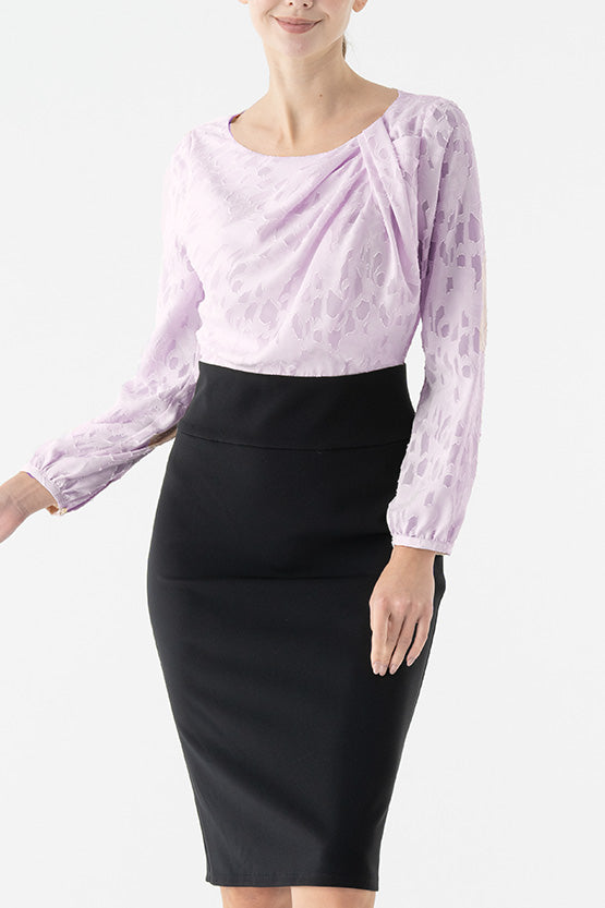 Pink x Black Décolleté Tuck Dress