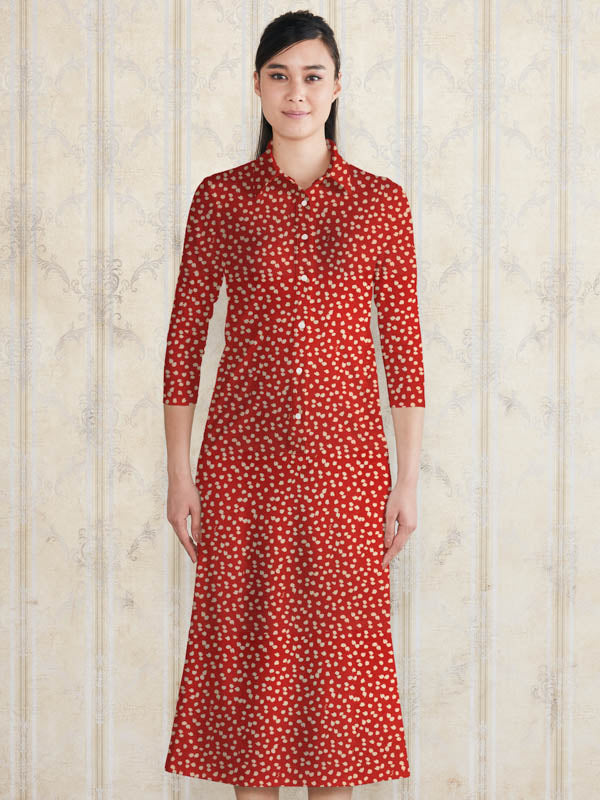 【ロング丈】 レッドライスシャワー ロングシャツワンピース