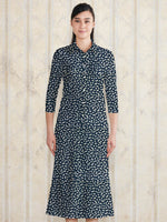 Navy Rice Shower Long Shirt Dress