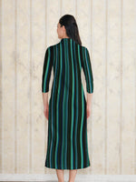 【ロング丈】 エメラルドストライプ ロングシャツワンピース