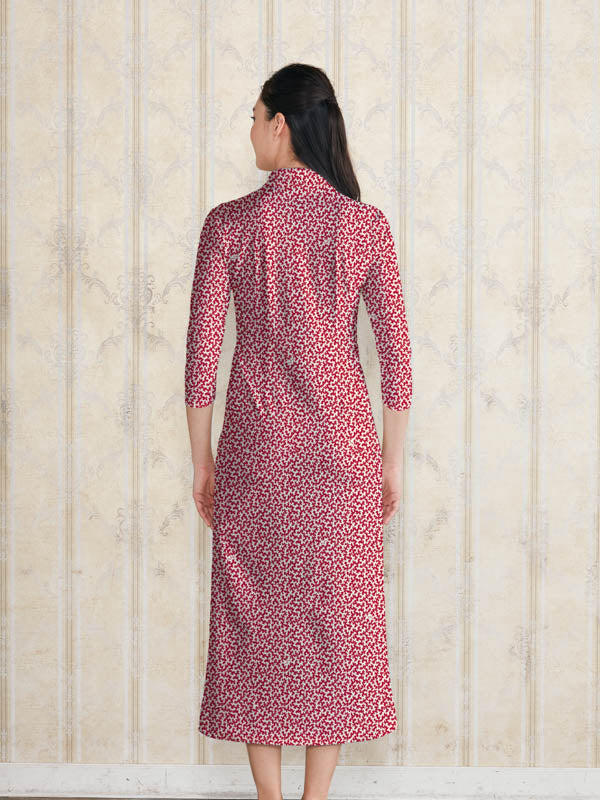 【ロング丈】 レッドミルフルール ロングシャツワンピース