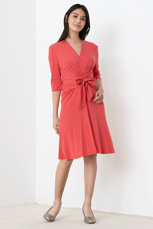 Cotton:  Collarless Cache-Coeur Dress