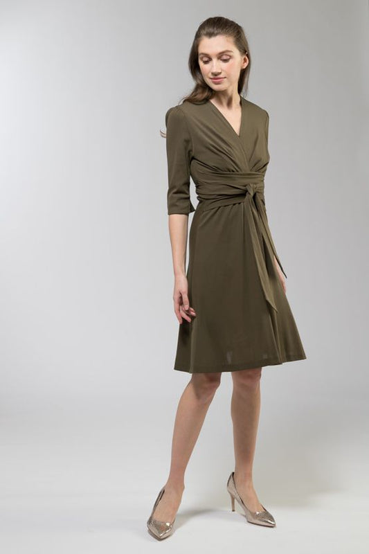 Cotton:  Collarless Cache-Coeur Dress