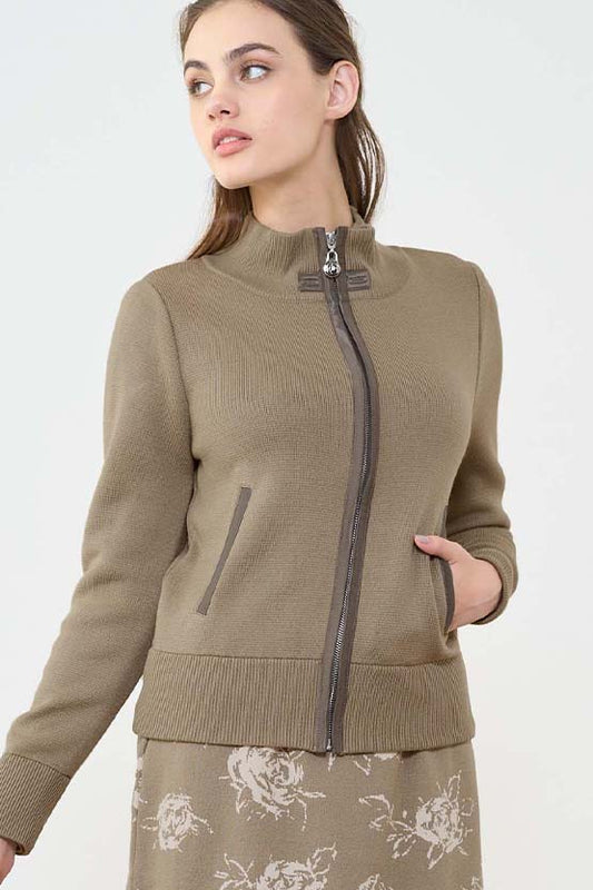 【洗えるニット】ジップアップニットブルゾン