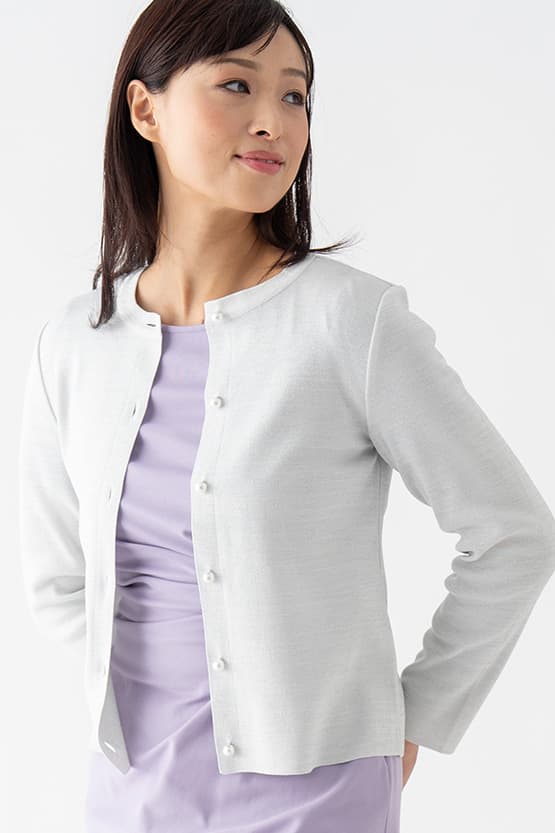 Lame Crew-neck Cardigan