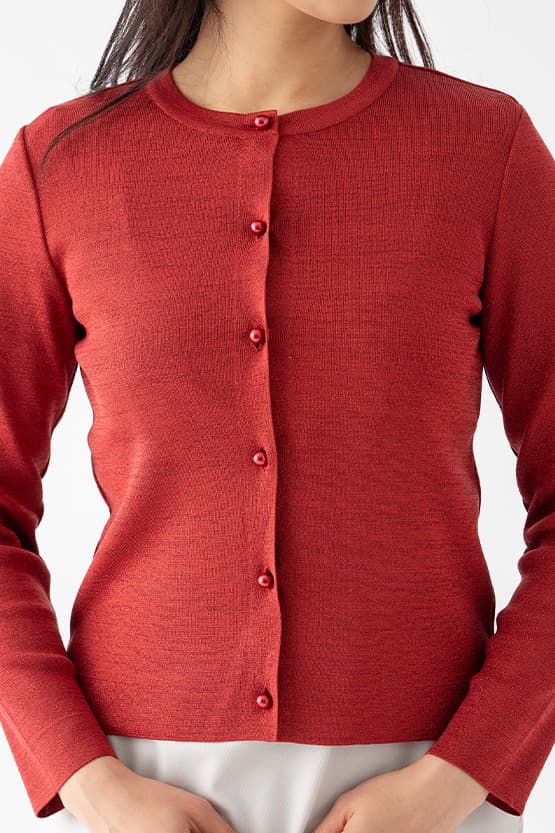 Lame Crew-neck Cardigan