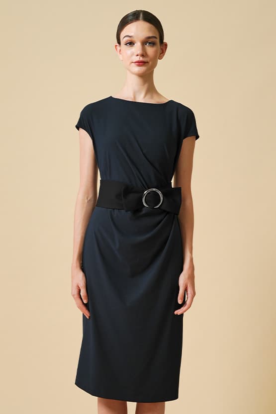 Smart Stretch: Smart Stretch Dark Navy Sash T-Dress