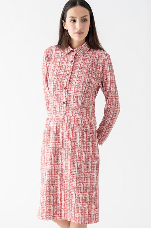 ツイードプリント ポンチシャツワンピース