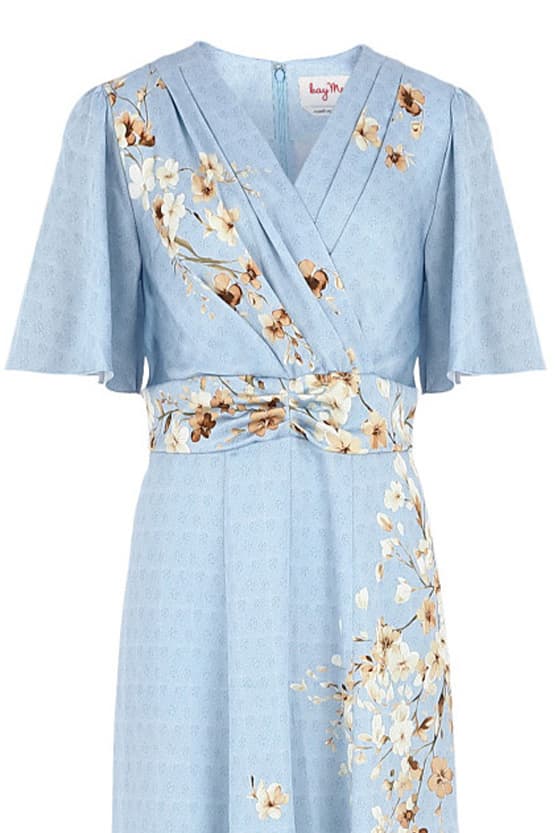 【ストレッチジョーゼット】SAKURA ベル袖フレアワンピース