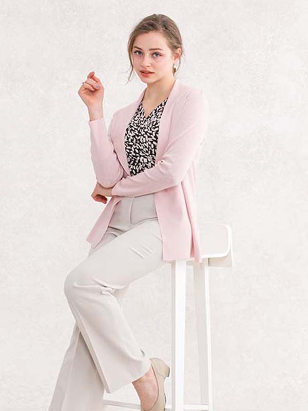 ピーチピンク ショールカラーカーディガン