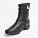 Fluffy Black Vegan Leather Flat Boots