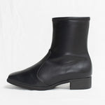 Fluffy Black Vegan Leather Flat Boots