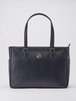 Navy Vegan Leather Airy Tote