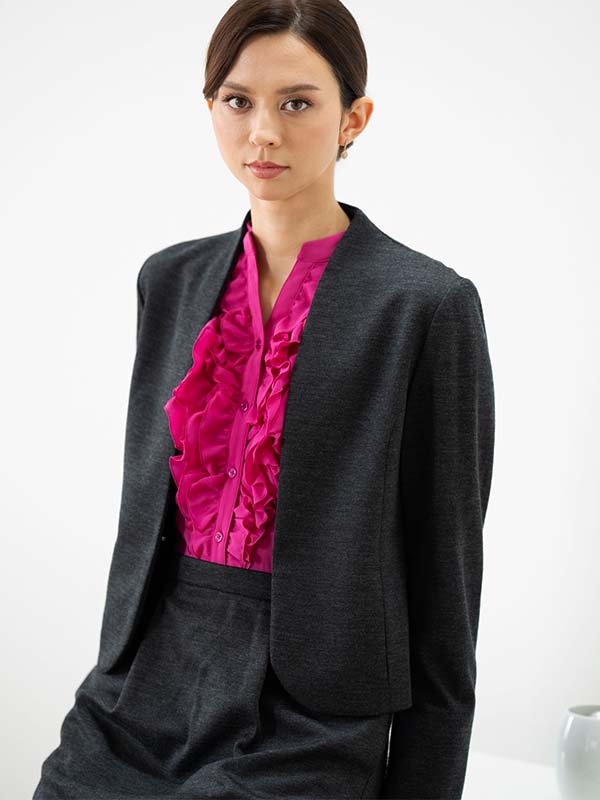 Charcoal Gray Collarless Jacket