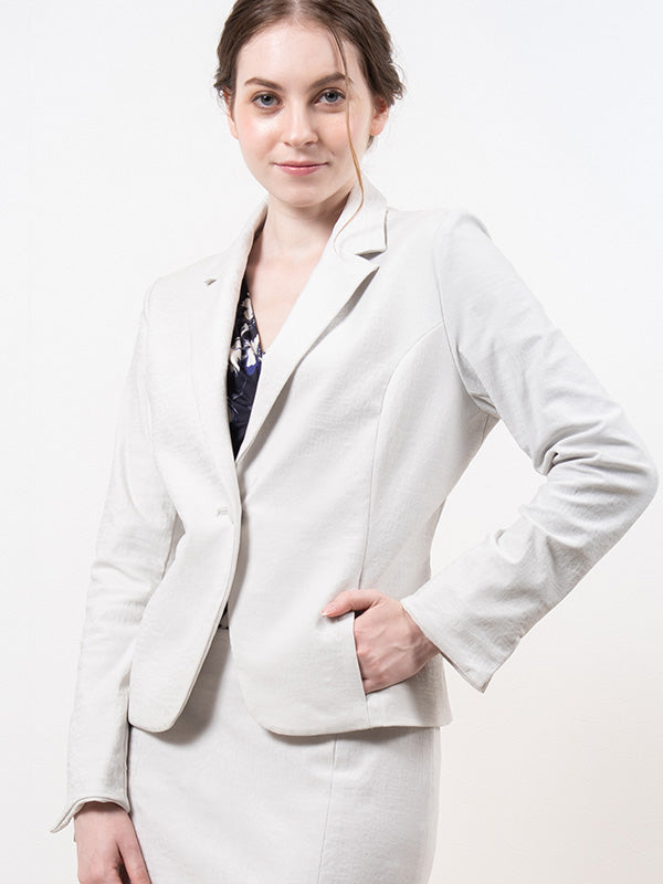 Gray Jacquard Tailored Jacket