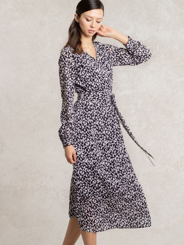 【ストレッチシフォン】 ホワイトジオ シフォンロングワンピース