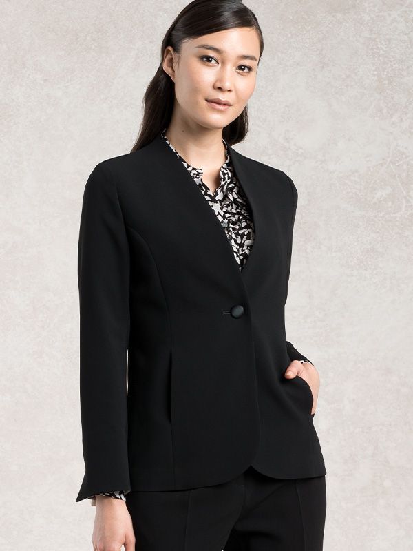 Black Long Collarless Jacket