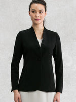 【Set-up】Black Long Collarless Jacket