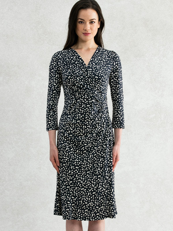 Navy Pluie Gather Dress