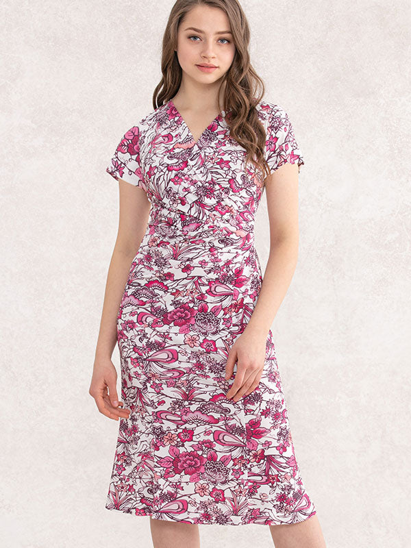 Peony Ryukyu-bingata Gather Dress