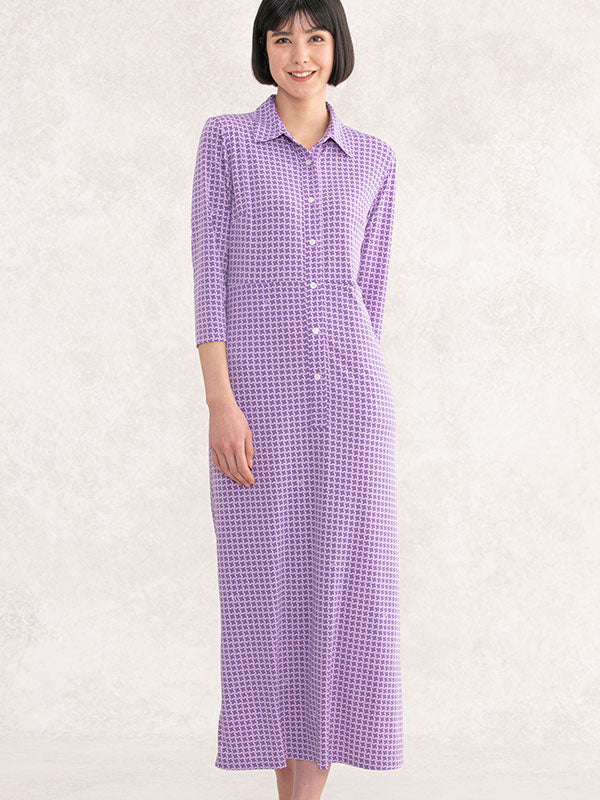 【ロング丈】ラベンダークロスリンク ロングシャツワンピース