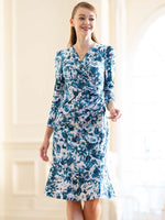 Blue Nuance Flower Gather Dress