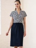 White Playing Card Geo x Navy Docking Shell Dress