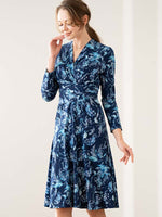 Blue Botanical Cache-coeur Dress