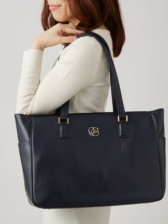 Navy Vegan Leather Airy Tote