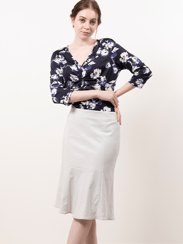 Greige Jacquard Midi Mermaid Skirt