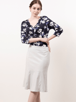 Greige Jacquard Midi Mermaid Skirt